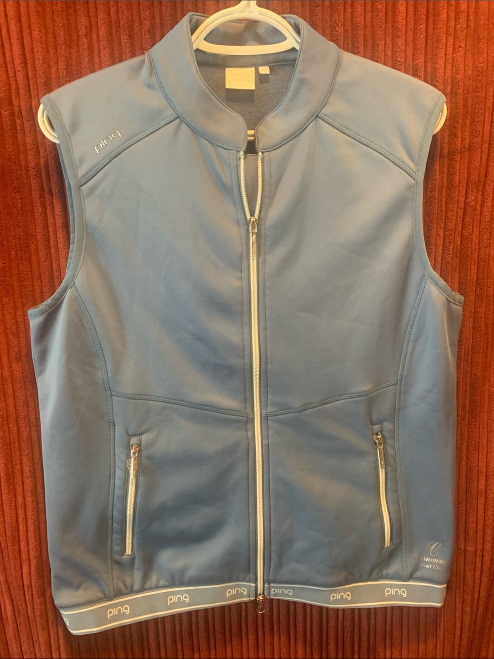 PING Womens Light Blue Zip-Front Golf Vest